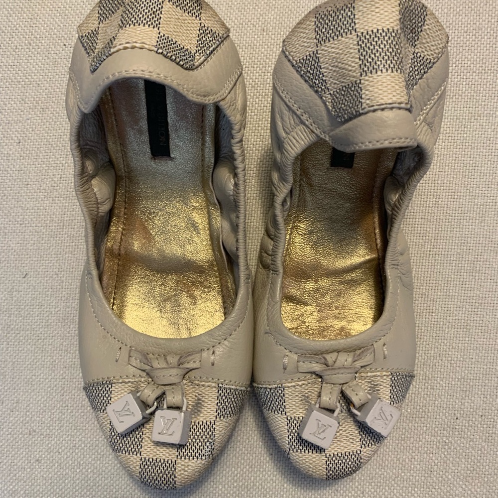 Louis Vuitton Leather Cap-Toe Dice Ballet Flats